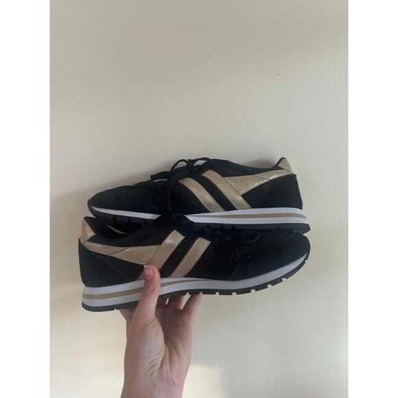 Gola Daytona Mirror Sneakers Womens Sz 9 Black Gold - Nice! Small Dirt Spot - Picture 5 of 9